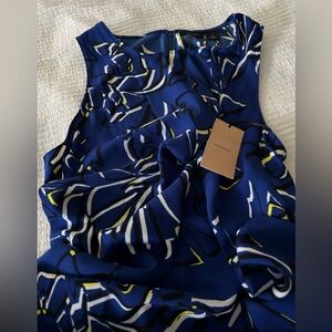 HALOGEN Blue & Yellow Sleeveless Dress Abstract Print Size XL NEW